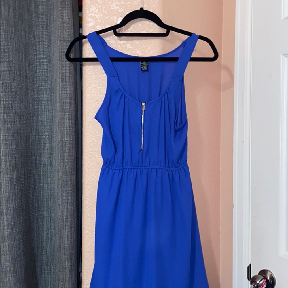 Blue dress with quarter zip in front